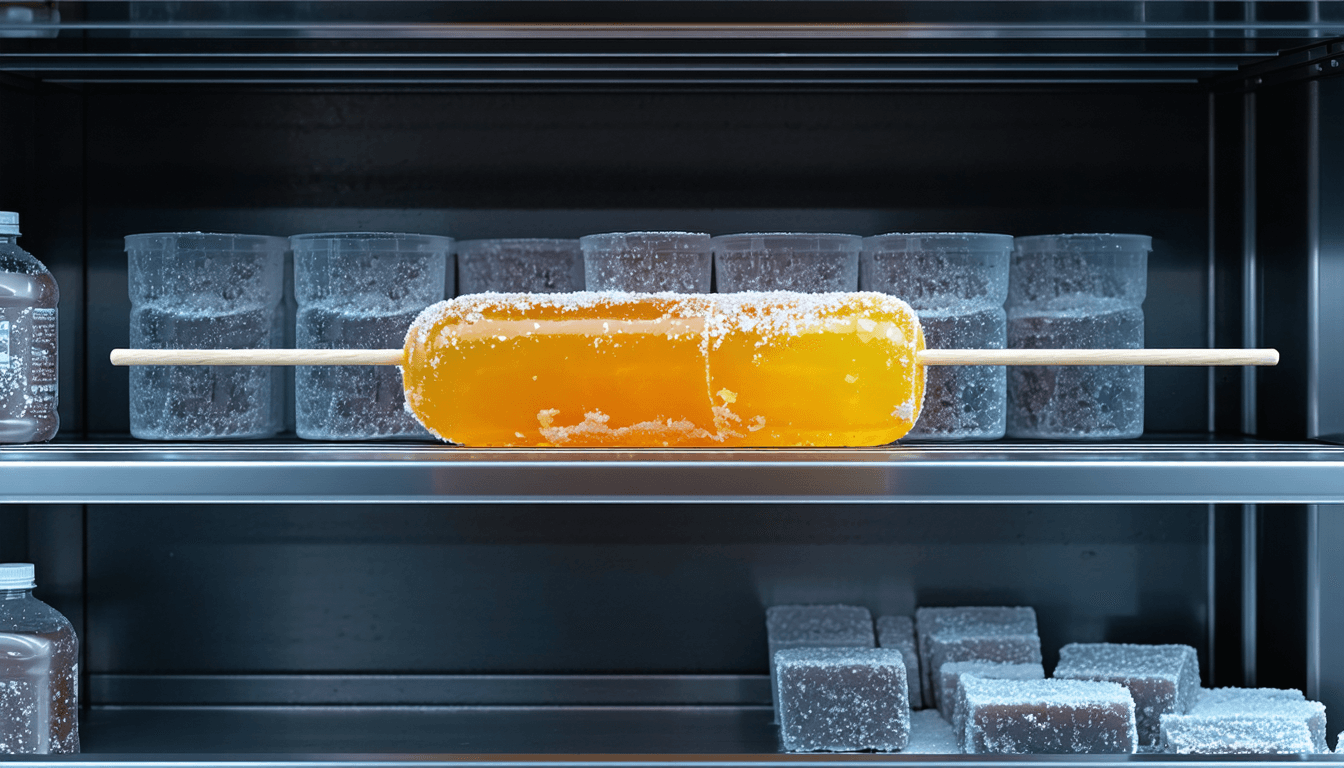 Illustration accompanying Magnum's glowing lolly is a cost-shock hedge with a vitamin B2 label