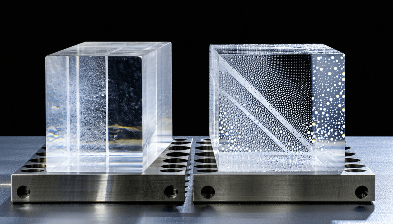 Illustration accompanying Swimmers in the glass: activity, not preparation, may decide how amorphous solids break
