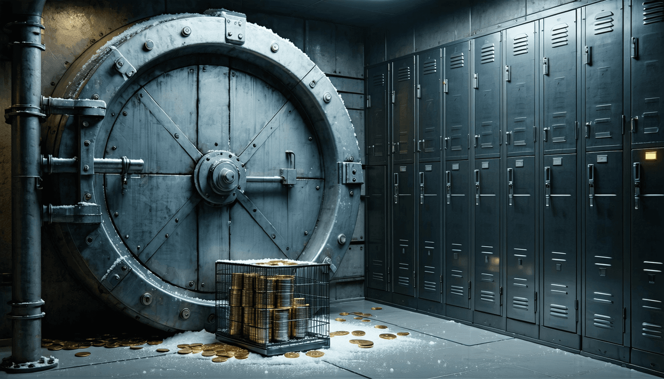 Illustration accompanying BitMart's 'orderly' shutdown: unpaid staff, frozen funds, and a reserves proof still unpublished