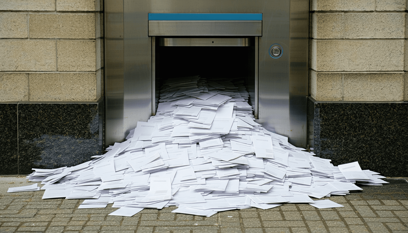 Illustration accompanying 10,037 illegal-lending complaints: Korea's credit stress has moved off the loan book
