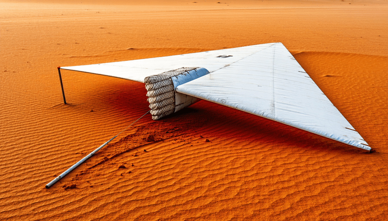 Illustration accompanying NASA's next Mars helicopters go looking for ice, and the antenna has to fold on landing