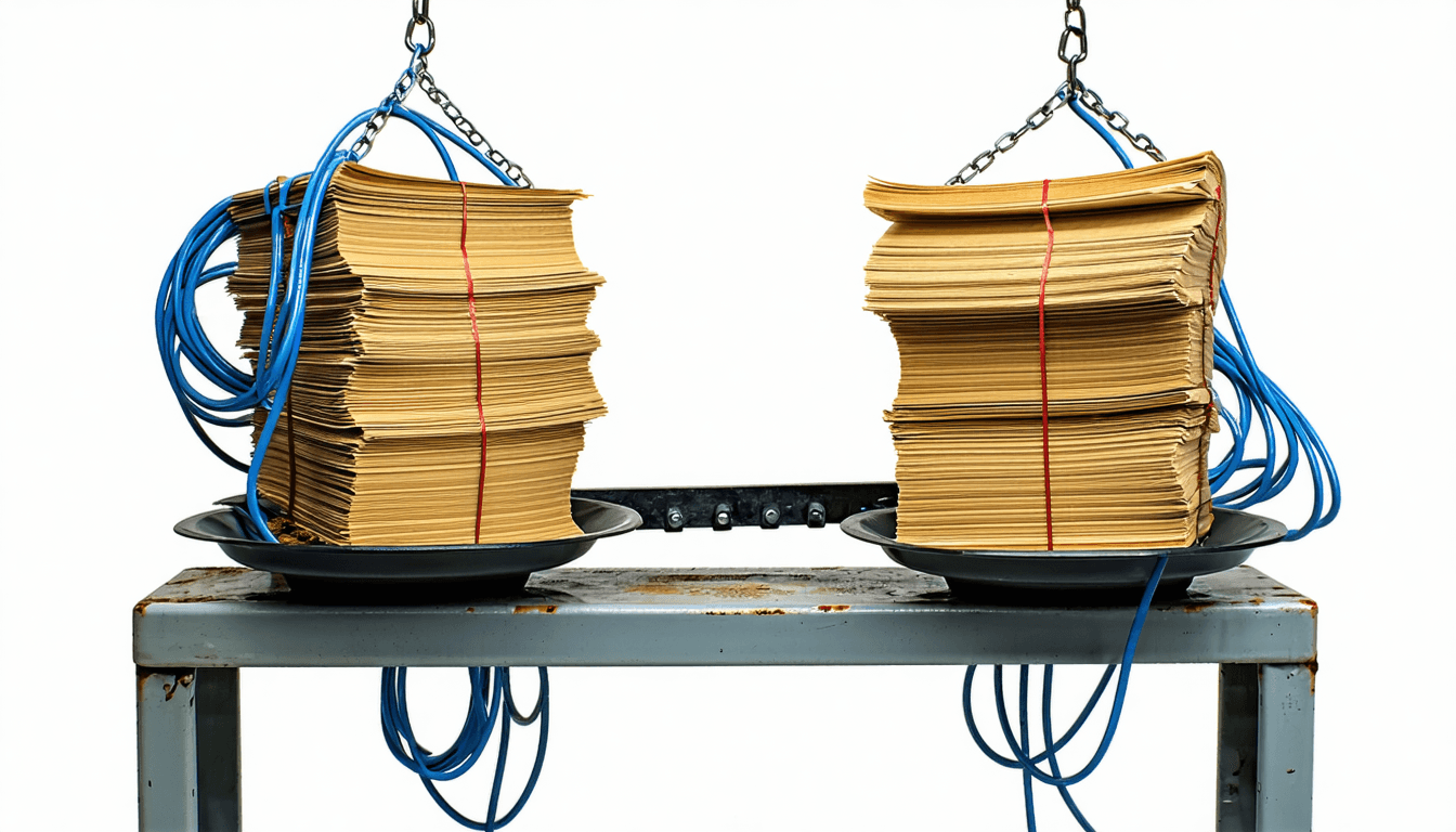 Illustration accompanying Munich Re's reported $575M for At-Bay reprices cyber underwriting, if the deal is real