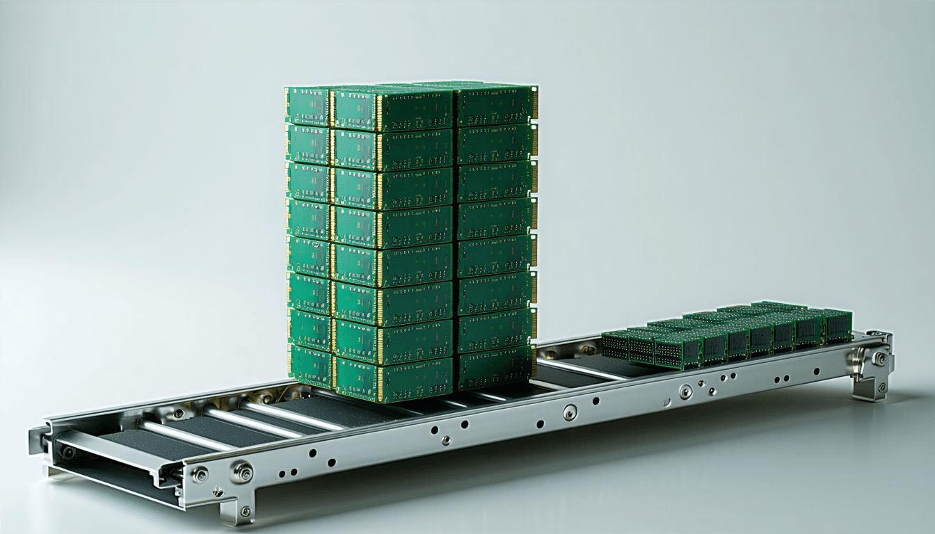 Illustration accompanying Samsung's $72B payout and SK Hynix's $28.7B buyback bet the memory cycle holds