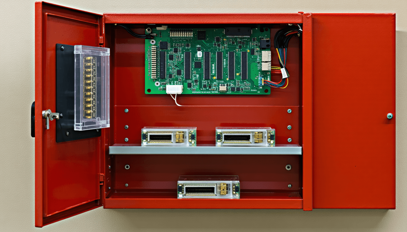 Illustration accompanying Johnson Controls console holds passwords in cleartext memory, and the fix line names two versions