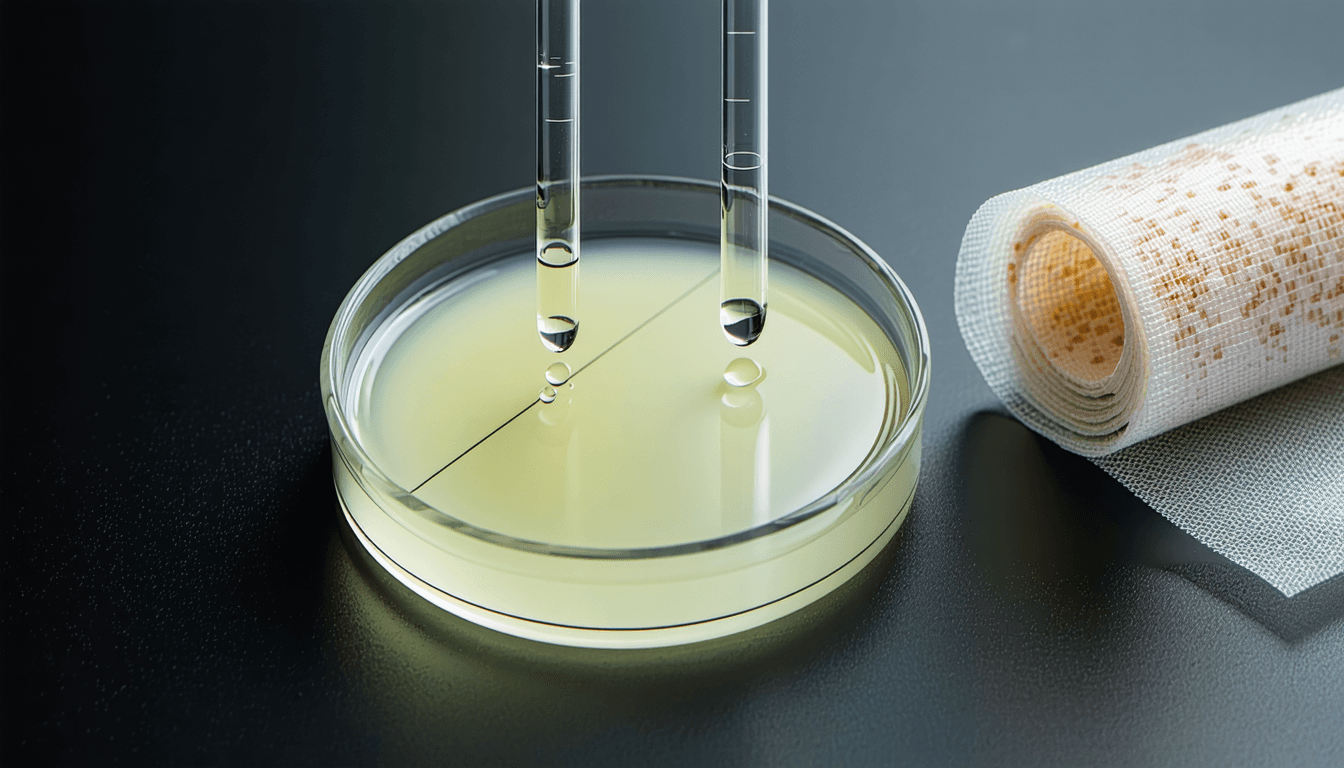 Illustration accompanying A two-payload nanoparticle closed simulated wounds in 72 hours. In a dish.