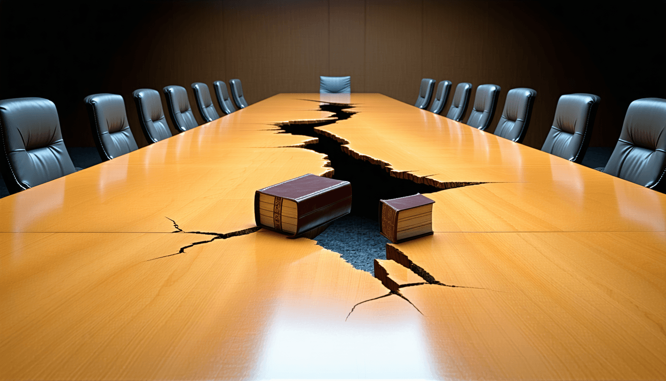 Illustration accompanying Chancery splits on whether harassment is the board's problem, and there is no safe harbor