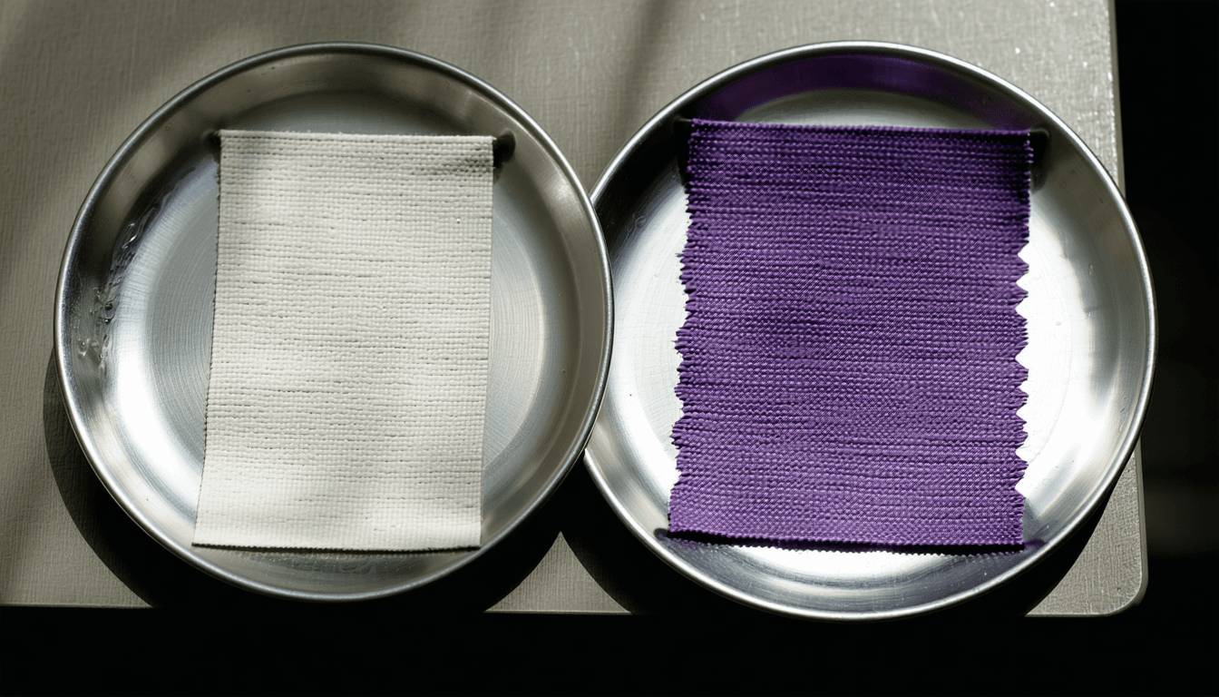 Illustration accompanying A purple cooling fabric at 87.6% reflectance, and the 3.4C that actually decides it