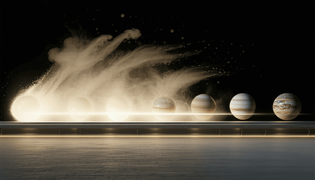 Illustration accompanying A 72-disk JWST survey puts the gas exodus in order, but not yet on a stopwatch