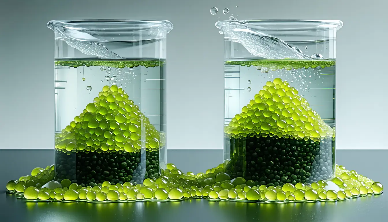 Illustration accompanying Engineered marine bacteria weather olivine 2.6 times faster in a seawater tank