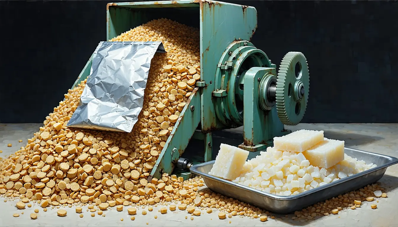 Illustration accompanying NASA pays $775,000 for a recycler that grinds mixed mission trash into mold feedstock