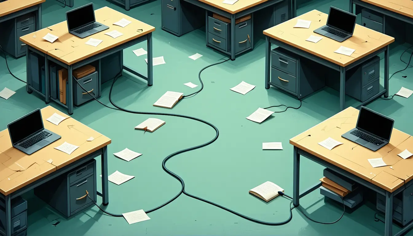 Illustration accompanying LearnWorlds' CEO argues scattered AI experiments make organizations less intelligent