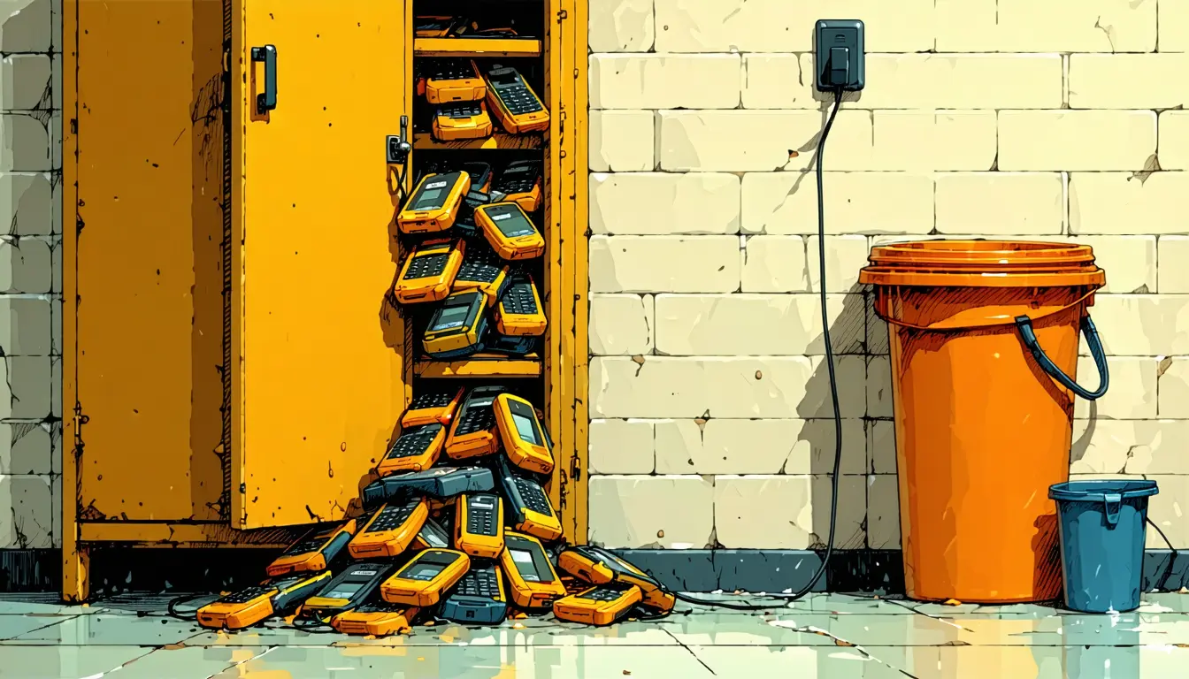 Illustration accompanying CrisisMesh paged its floor warden about the same missing teacher every 25 seconds