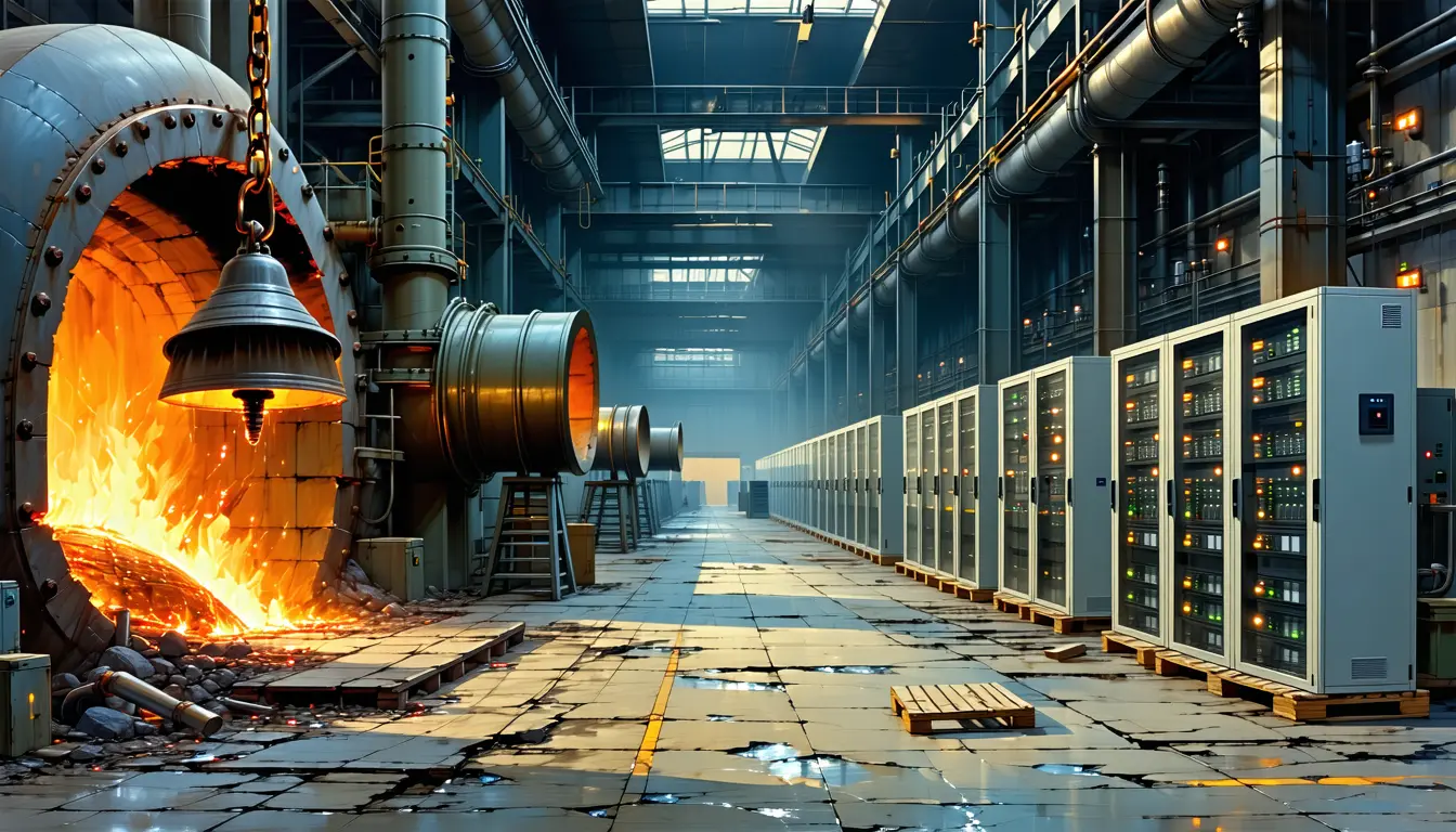 Illustration accompanying Musk puts AI's power bottleneck inside a vacuum casting furnace in Bastrop