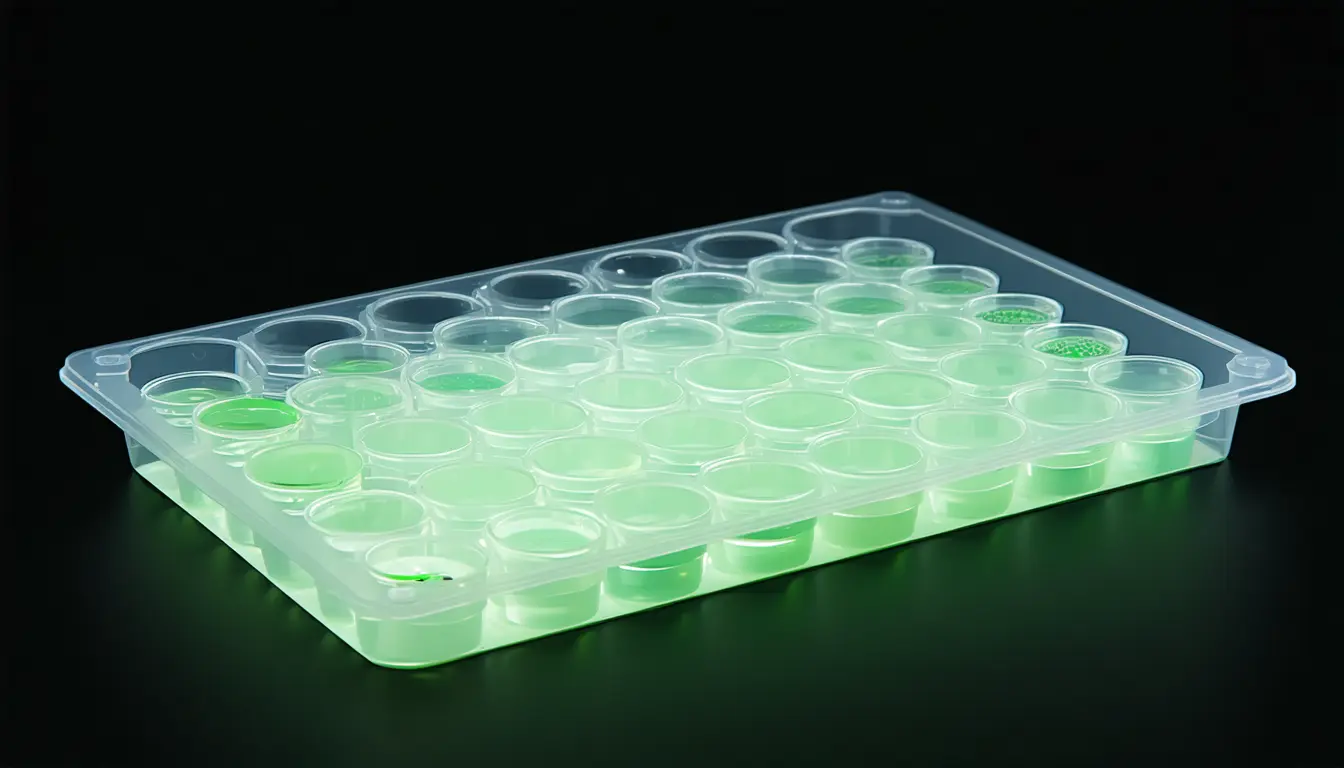 Illustration accompanying Banik's lab engineers cells to amplify small protein losses into visible signal
