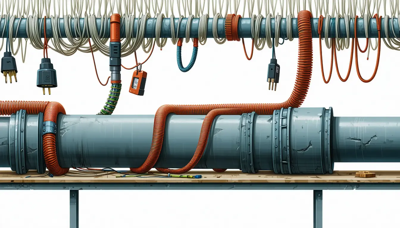 Illustration accompanying tail -120 hung for 81 minutes because an npm process still held the pipe's write end