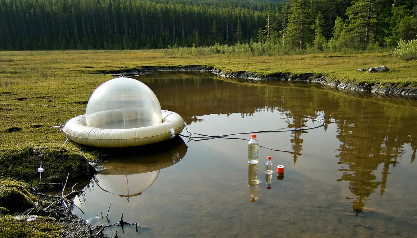 Illustration accompanying Lake area predicts how much of a Swedish stream network's carbon escapes to the air