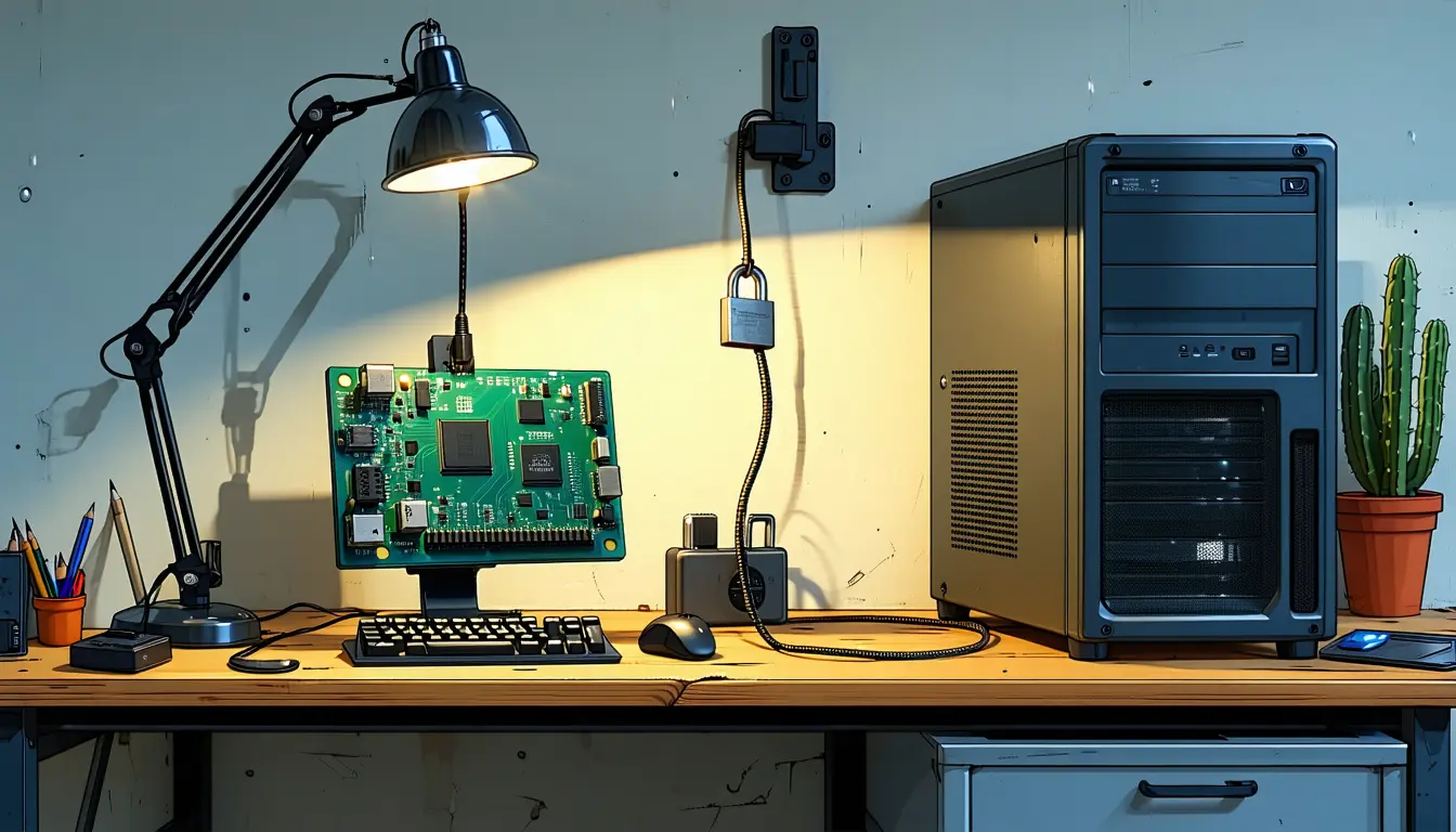 Illustration accompanying Pi runs the model's shell commands with the permissions of whoever launched it