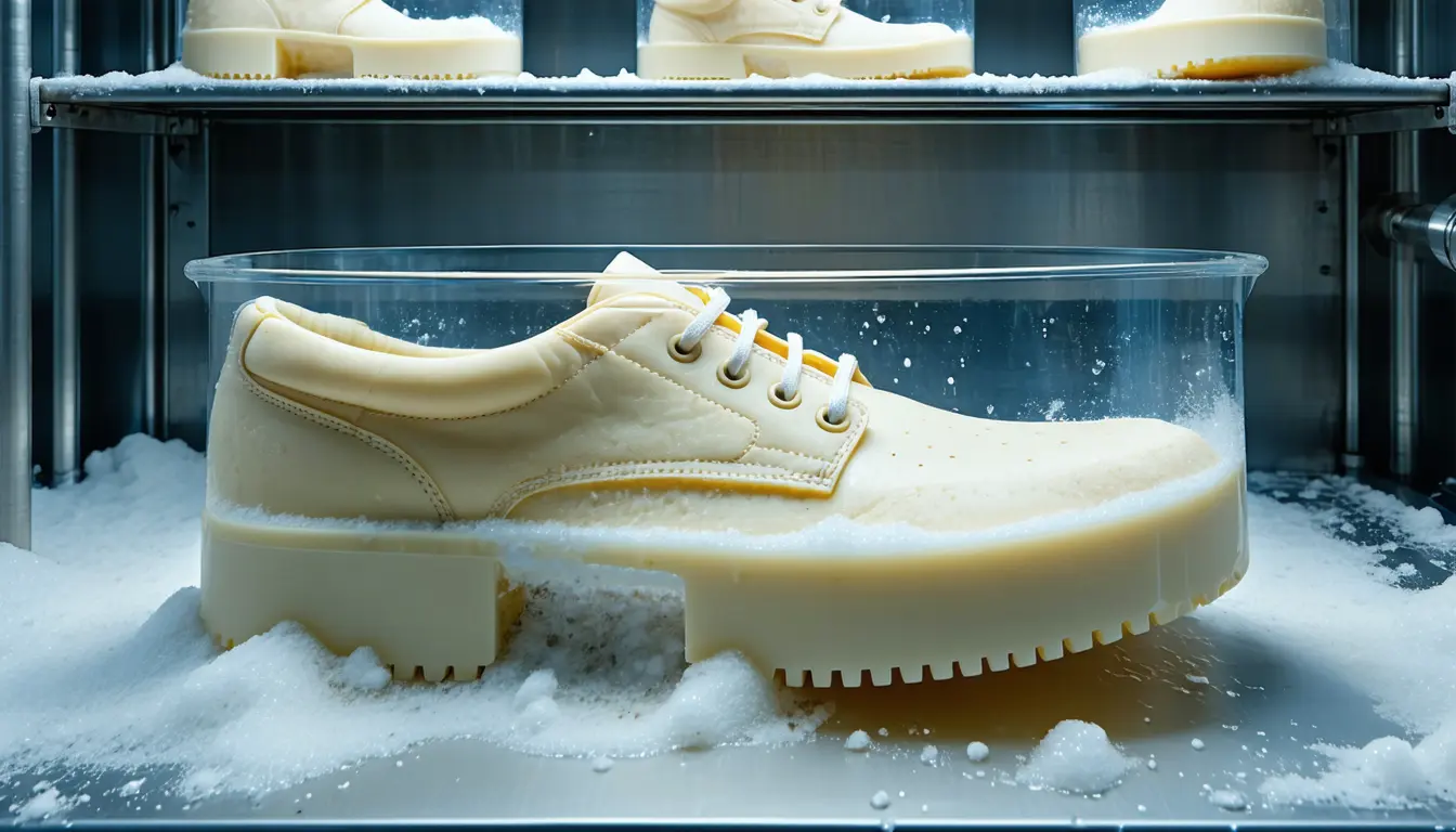 Illustration accompanying Engineered compost enzyme degrades 1.4% of a shoe sole in three days