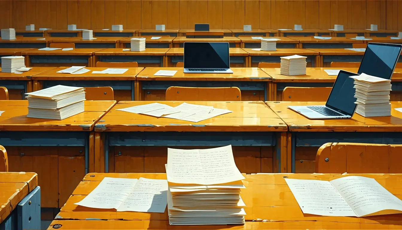 Illustration accompanying Repeating an AI classroom trial with 164 students erased the training advantage