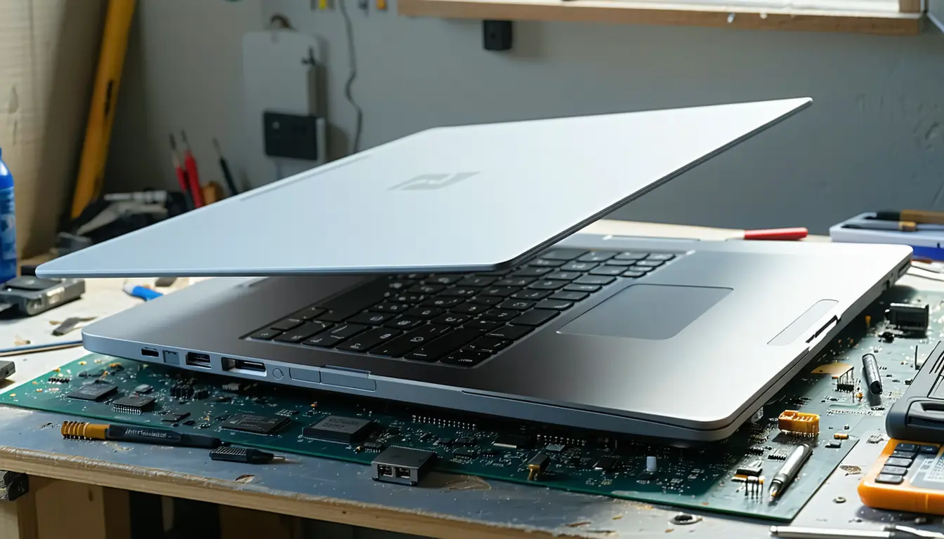 Illustration accompanying A swelling laptop battery pushes the trackpad up out of the deck