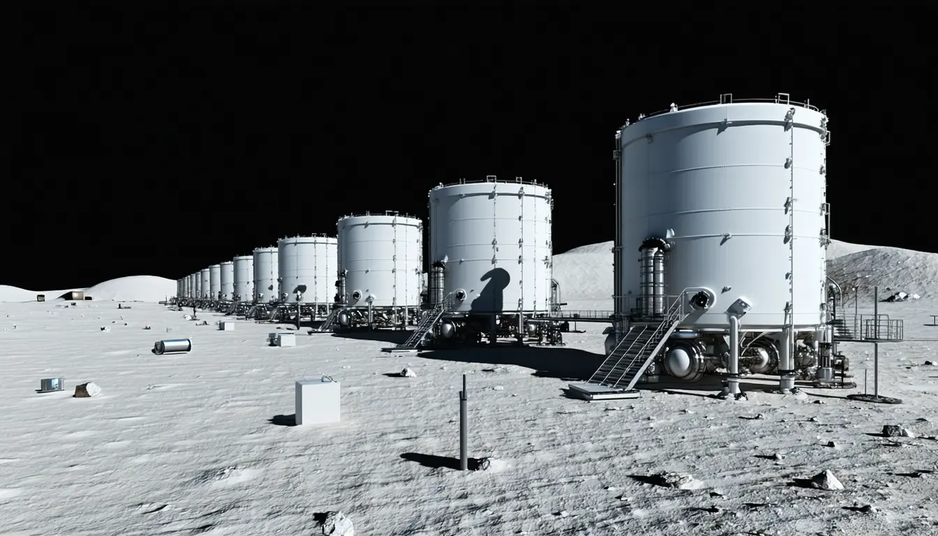Illustration accompanying Lunar water budget could sustain a town of 10,000 for centuries, but not a city of a million