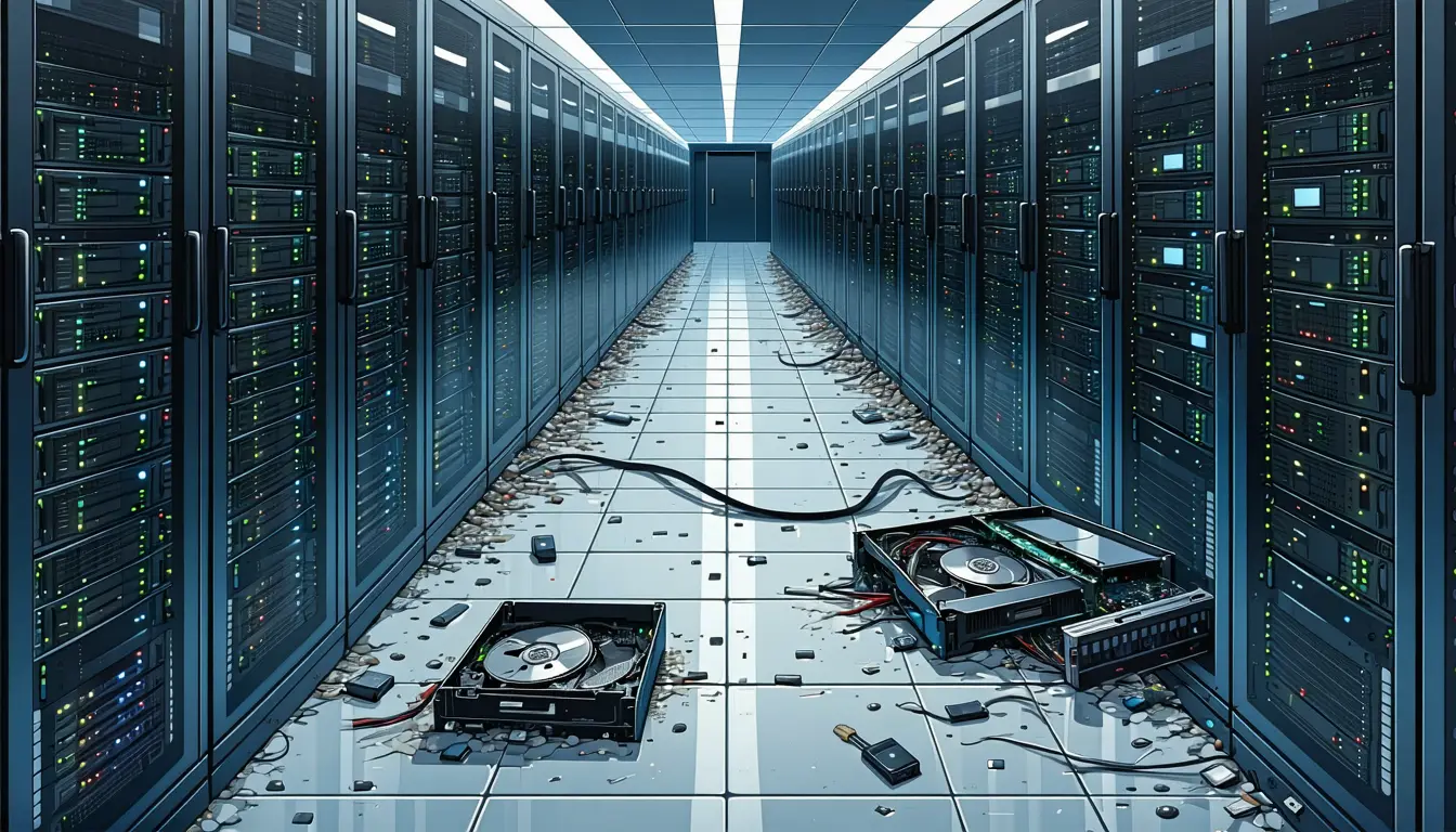 Illustration accompanying A stray Railway token let a Cursor agent delete PocketOS's production database in nine seconds