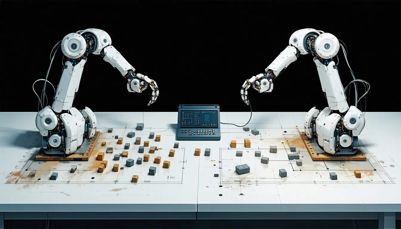 Illustration accompanying An audit of 4,940 robot episodes found a four-to-one idle-time gap inside one lab's data