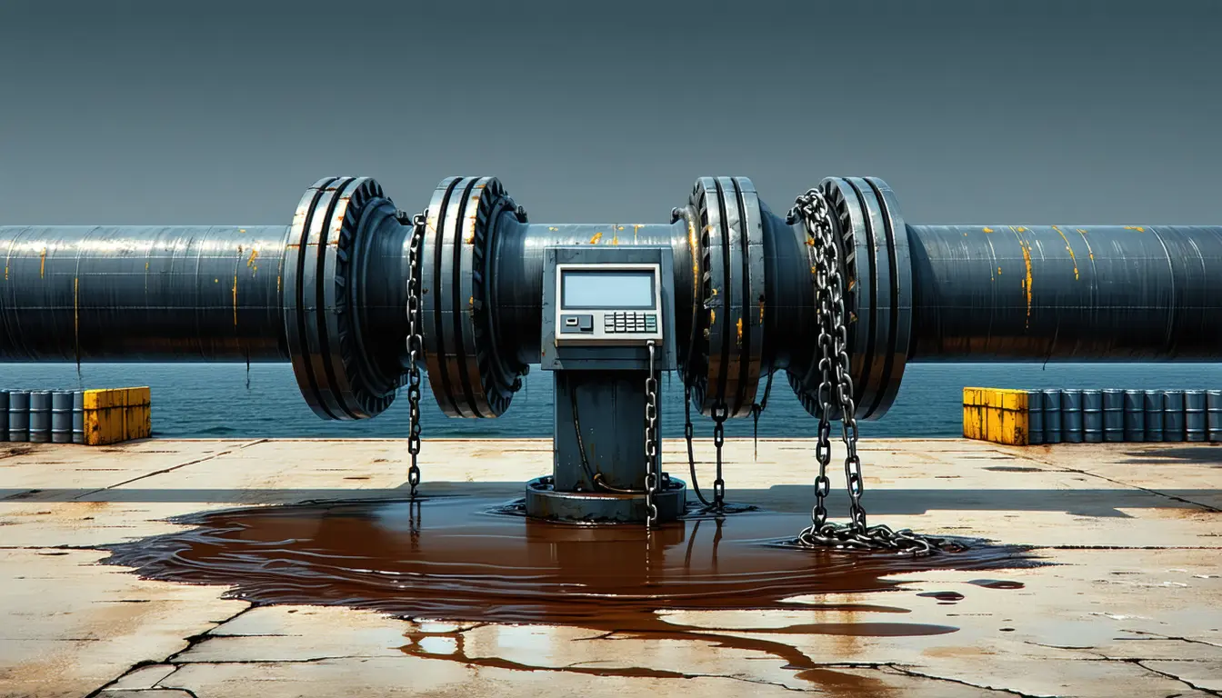 Illustration accompanying DOJ's $61M forfeiture puts a Binance payment-services partner in the Iran oil chain