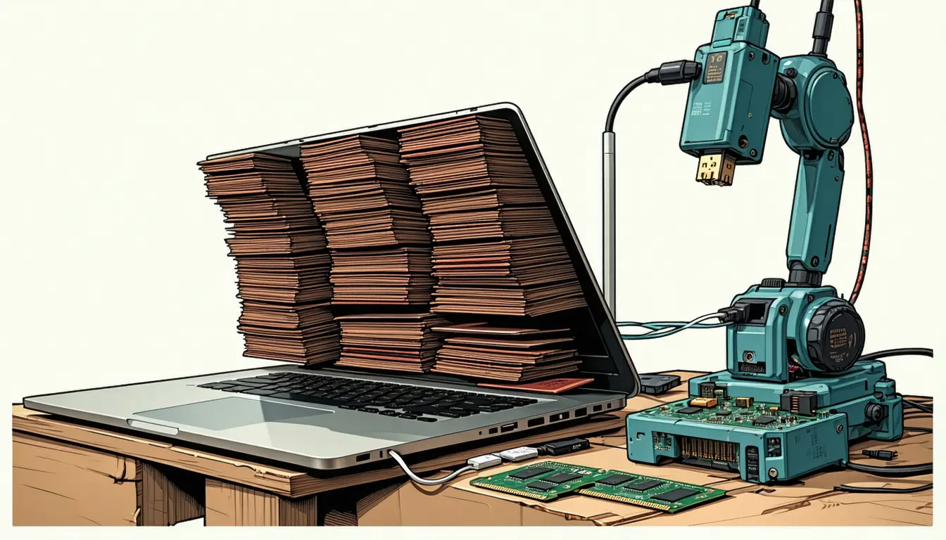 Illustration accompanying A 4 GB laptop GPU decodes quantised Gemma 4 at 4.27x the CPU rate on 1598 MiB