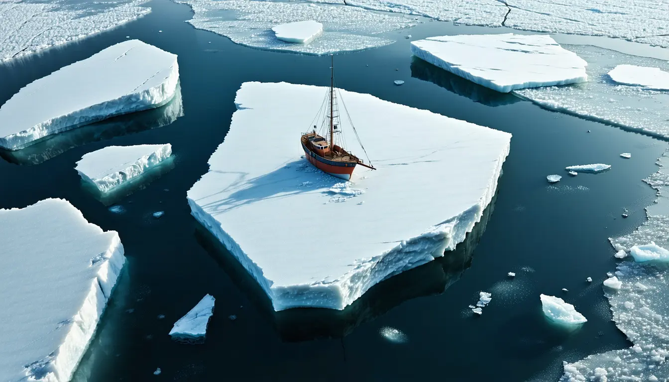 Illustration accompanying Collisions between ice floes account for the Arctic drift wind alone cannot explain