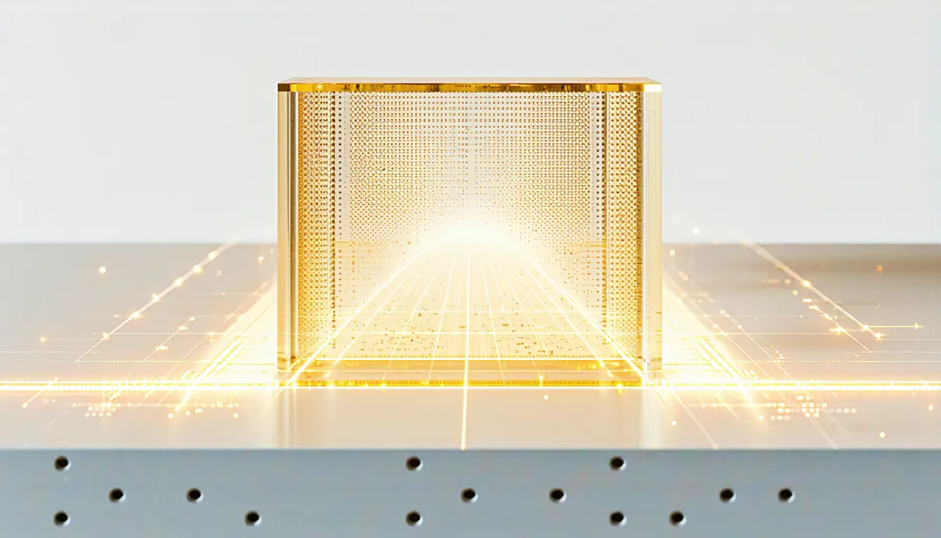 Illustration accompanying Gold nanoparticle lattices phase-lock two lasing modes through femtosecond hotspot correlations