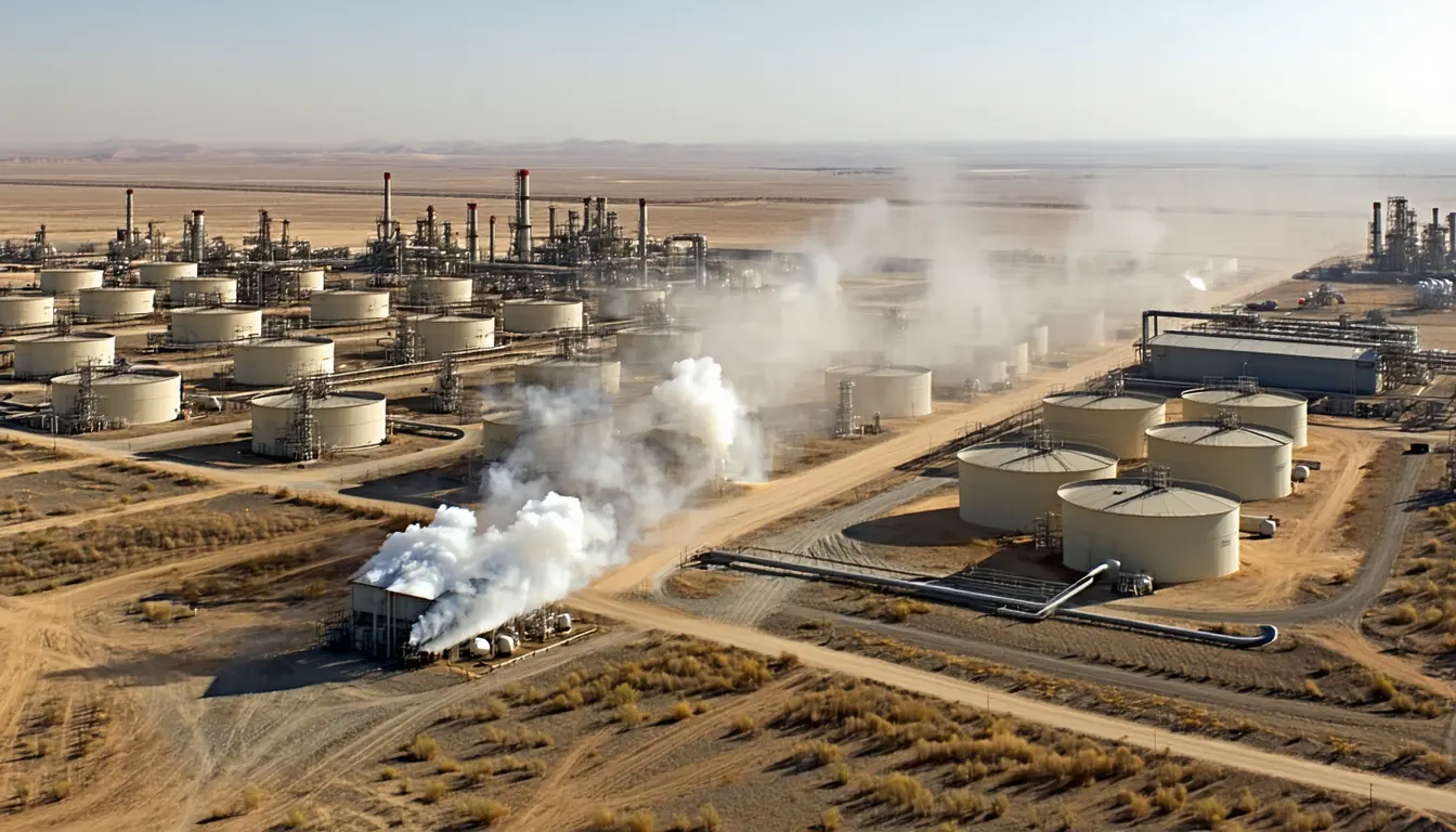 Illustration accompanying A University of California report ranks an Energy Transfer facility as the top methane super-emitter