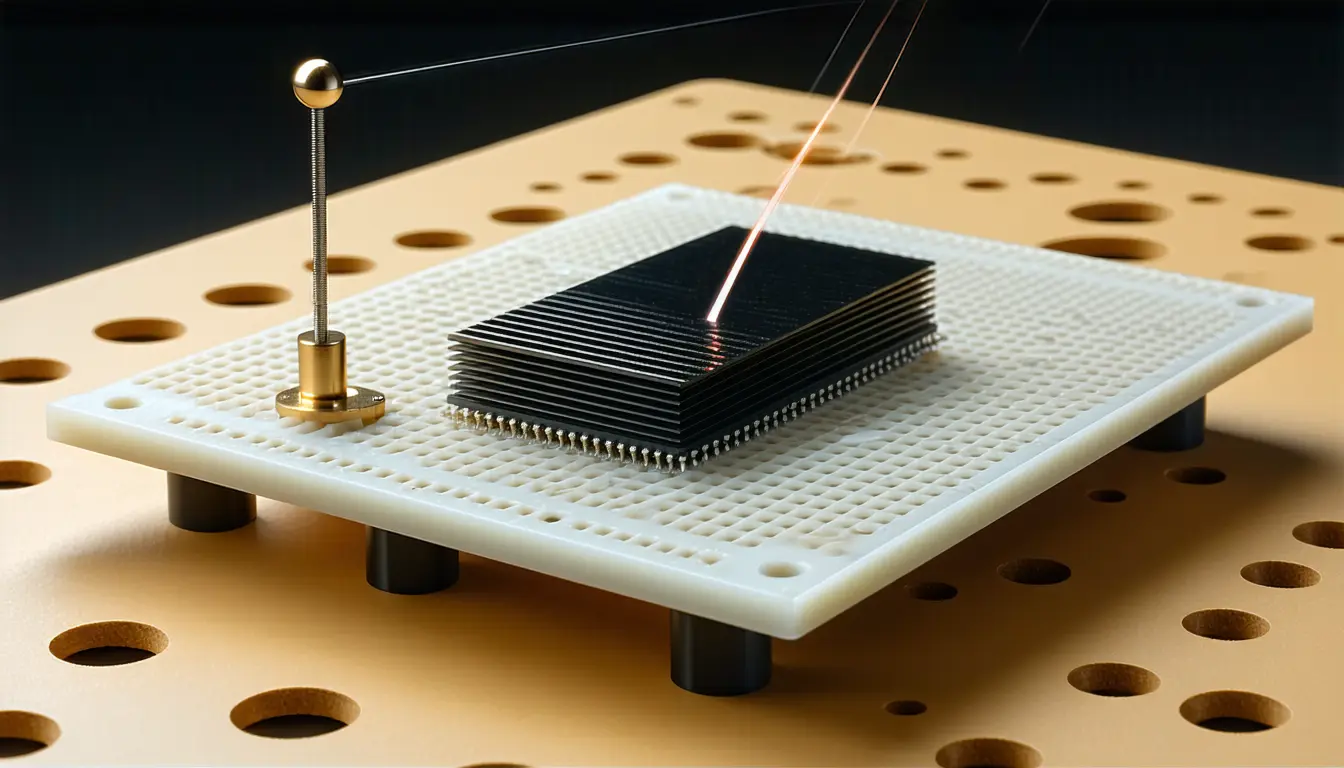 Illustration accompanying A layered magnet converted microwaves to light across a 300 MHz window without a resonator
