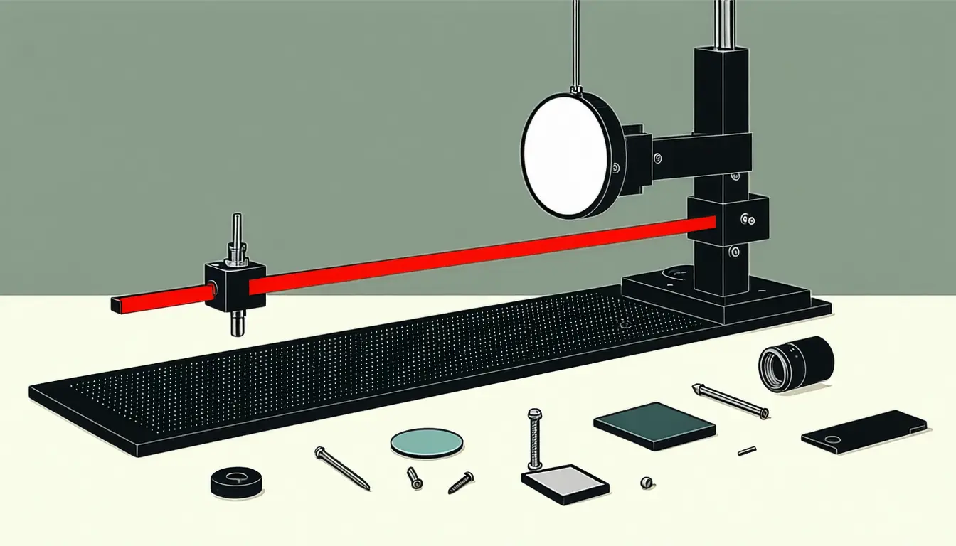 Illustration accompanying A robotic arm in MIT's optics lab built a working laser cavity from randomly placed parts