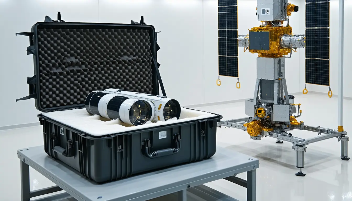 Illustration accompanying Northrop gets 24 months to deliver the Space Force a suitcase-sized GEO spy satellite