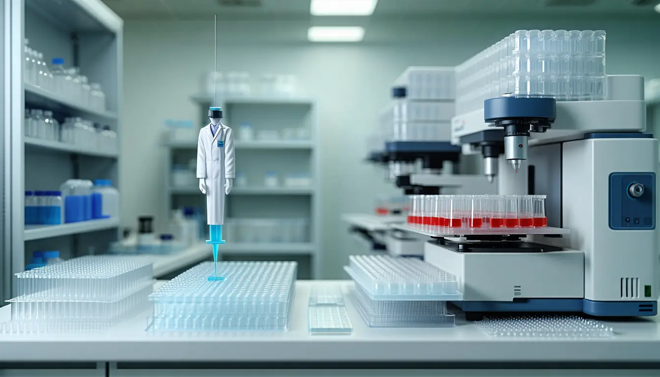 Illustration accompanying Forty-four percent of surveyed scientists report their bottleneck has moved downstream to the bench