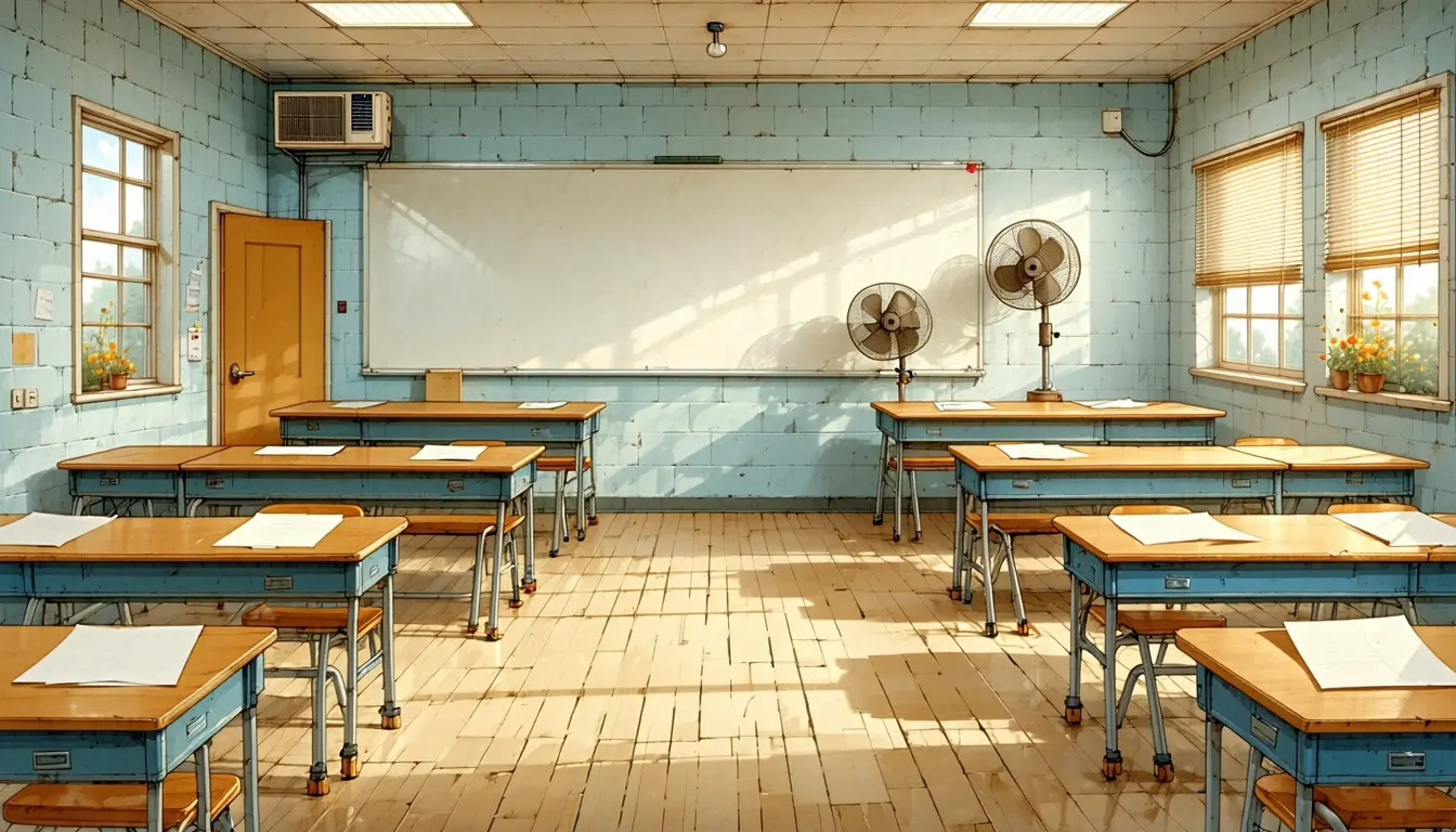 Illustration accompanying Fully air-conditioned schools showed one fifth the learning loss in a July heat review