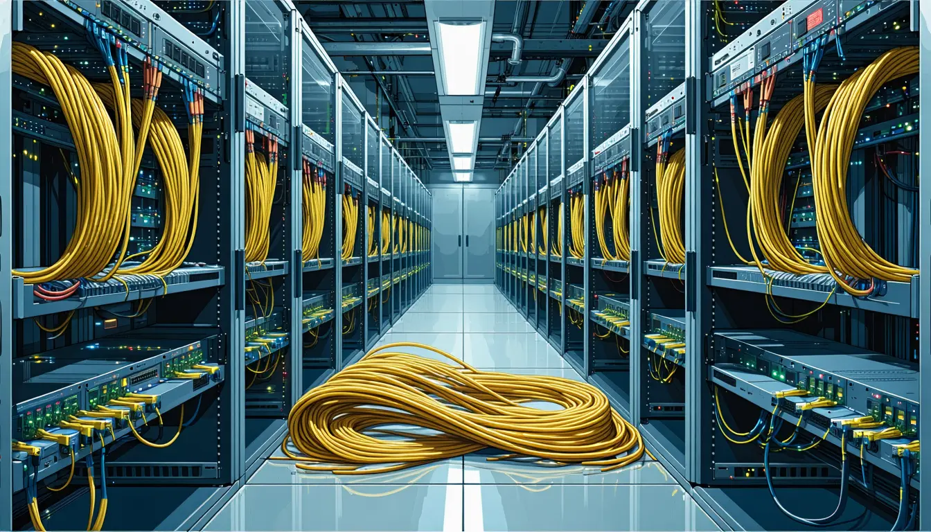 Illustration accompanying Dipole Labs aims optical circuit switches at the dead time GPUs spend waiting on the network