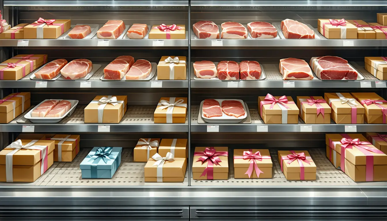 Illustration accompanying Lotte Mart's pork gift set sales grew eighty times faster than its Korean beef sets