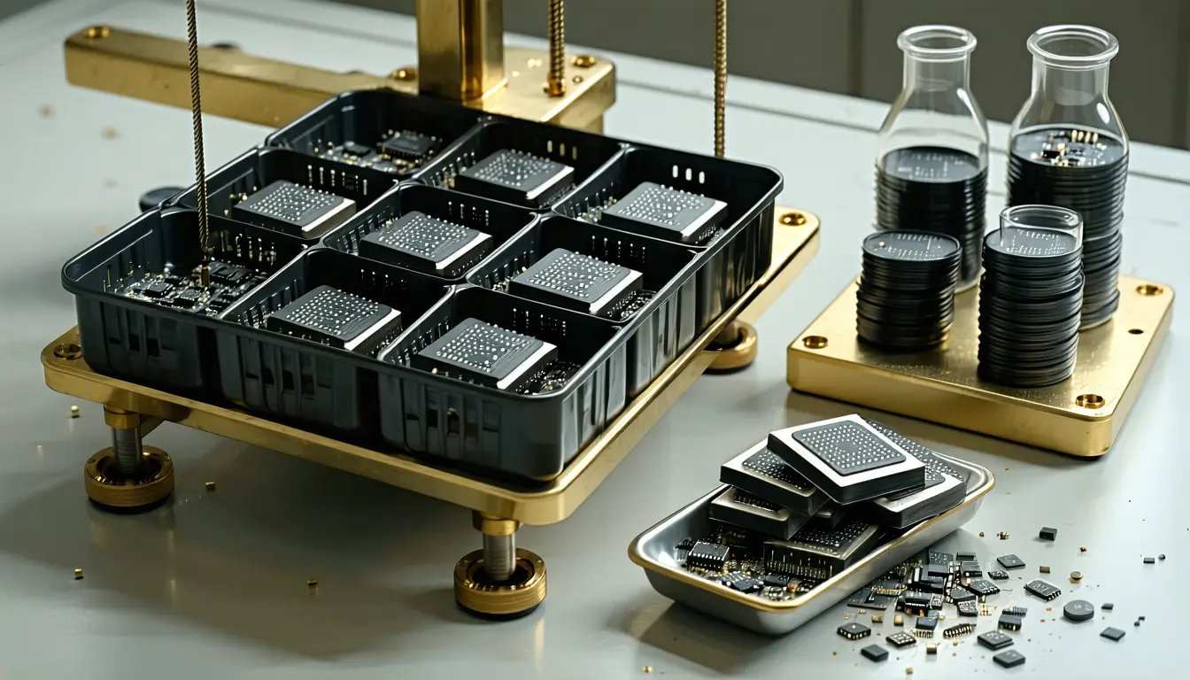 Illustration accompanying Semiconductor weight falls 13 points in the momentum rebalance that dropped Nvidia and Broadcom