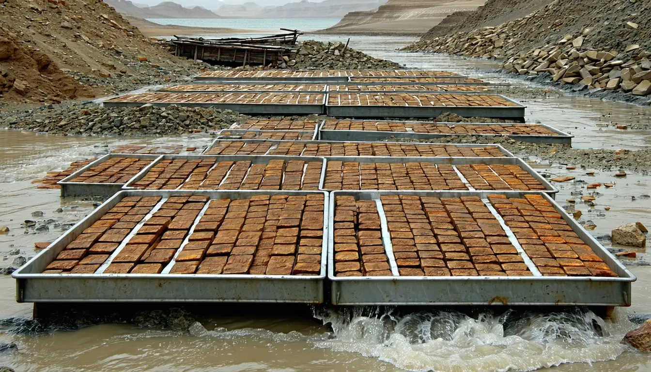 Illustration accompanying An Antiquity study counts 500 La Tène iron bars in a tonne of metal dredged from the Danube