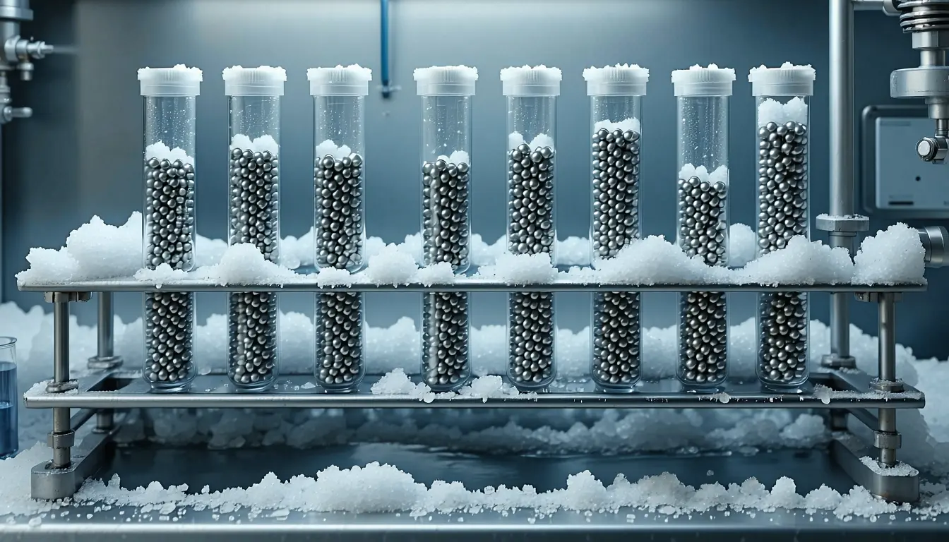 Illustration accompanying Cooperative clusters in a simulated cooling liquid start shrinking below a certain temperature