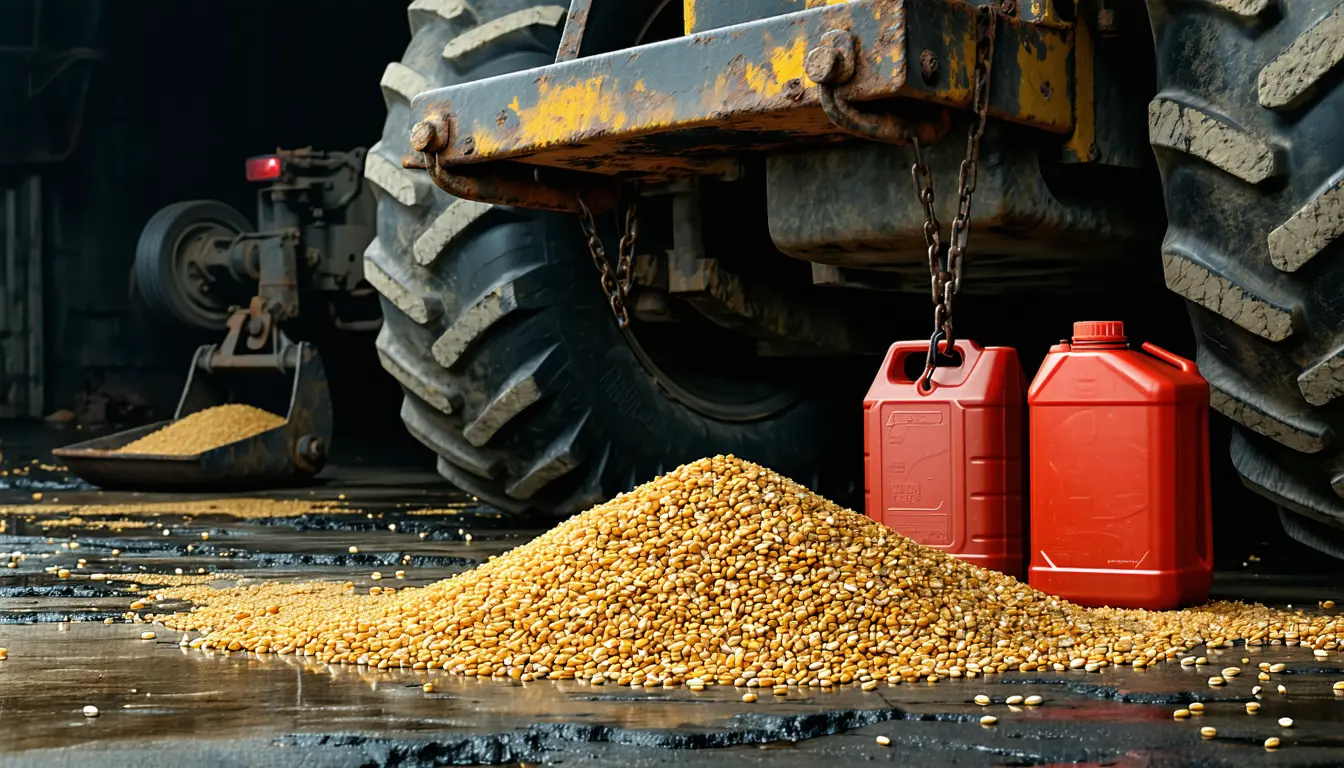 Illustration accompanying Farm diesel costs outran the 12% corn rally by more than three to one