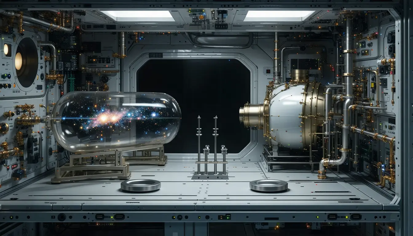 Illustration accompanying An orbiting atom interferometer spent 280 days comparing how two rubidium isotopes fall