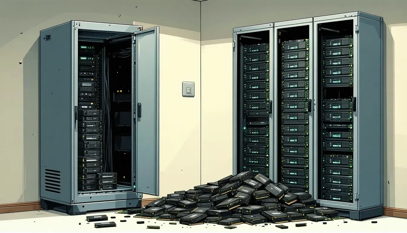 Illustration accompanying npm ci OOM-killed a 1.6 GB production box while Cloudflare reported 521 and 522