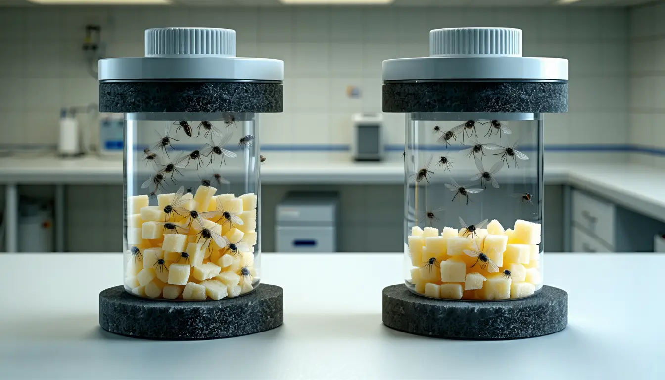 Illustration accompanying Magnetic shielding moved fly lifespans in opposite directions depending on genotype
