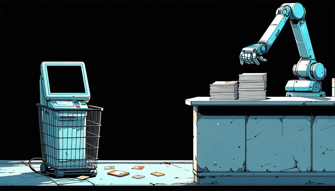 Illustration accompanying One operator steering three AI agents stole 600,000 cards for an estimated $12,000 to $18,000, Gambit says