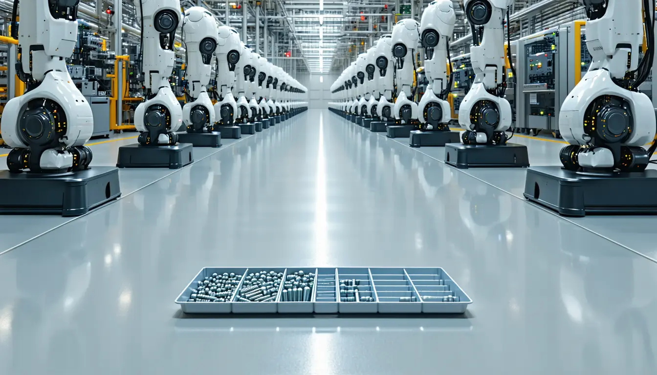 Illustration accompanying Tesla builds hundreds of Optimus robots a week that still take days to learn a basic task