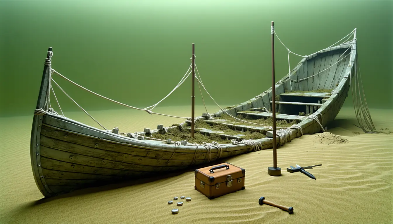 Illustration accompanying Archaeologists had 12 days to excavate a 400-year-old wreck before gas-pipeline dredging