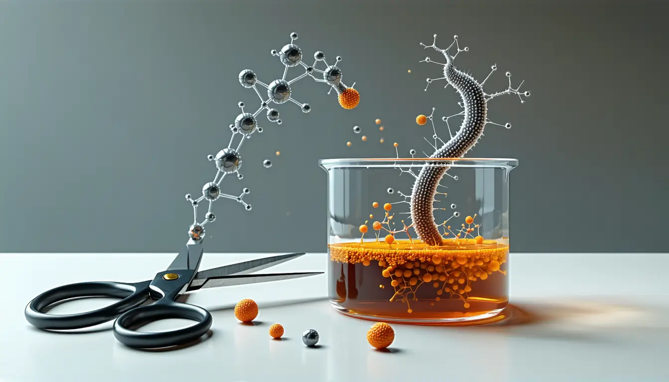 Illustration accompanying Pandoraea bacteria clip a swarming peptide's lipid tail to make a better iron binder